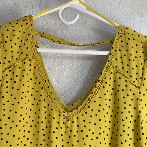 NWT Lily White Yellow Black Polka Dot Top Size L - Picture 2 of 6